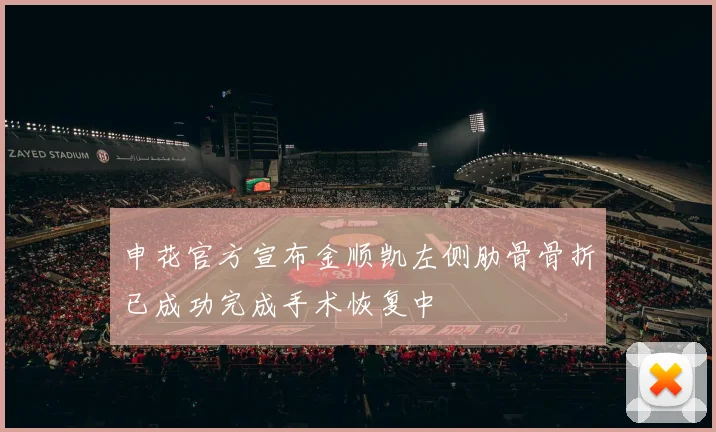 申花官方宣布金顺凯左侧肋骨骨折已成功完成手术恢复中